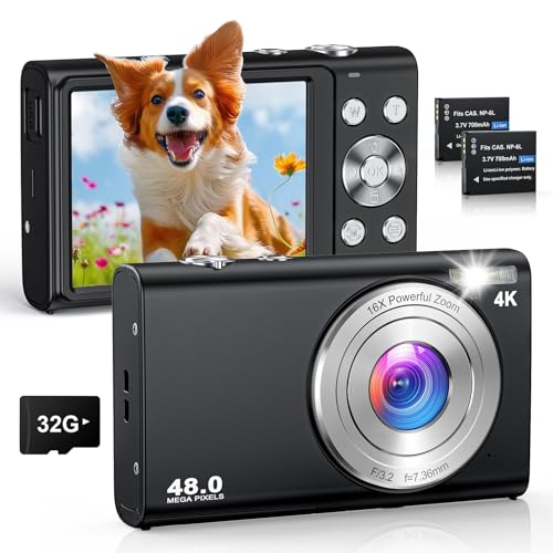 4K Digitalkamera 48MP Autofokus Kamera Fotokamera 32GB Karte, 16X Digitalzoom, 2,8" LCD Bildschirm, Kompaktkamera Fotoapparat mit 2 Akkus für Anfänger 4K Digitalkamera 48MP Autofokus Kamera Fotokamera 32GB Karte, 16X Digitalzoom, 2,8" LCD Bildschirm, Kompaktkamera Fotoapparat mit 2 Akkus für Anfänger von Aasonida