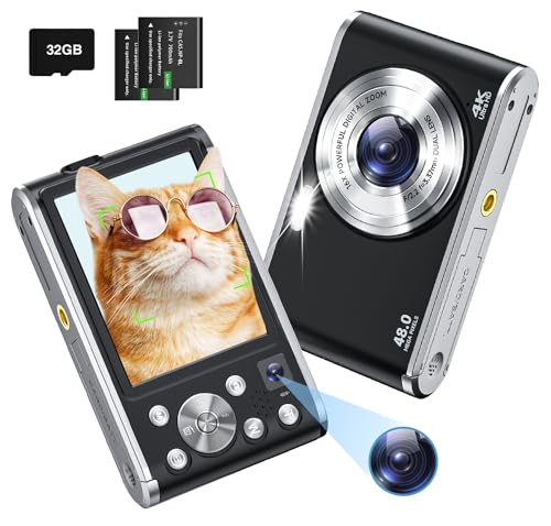 Digitalkamera 4K mit 32 GB TF-Karte 48MP AutoFocus Fotoapparat Digital Kompaktkamera 16X Digitalzoom Einfache Vlogging Kamera Tragbare Kompakt Digitalkamera für Einsteiger von Aasonida