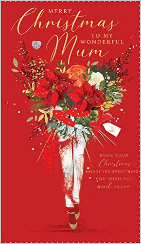 Abacus Weihnachtskarte "Mum" - Weibliche mit Blumenstrauß von Abacus Cards