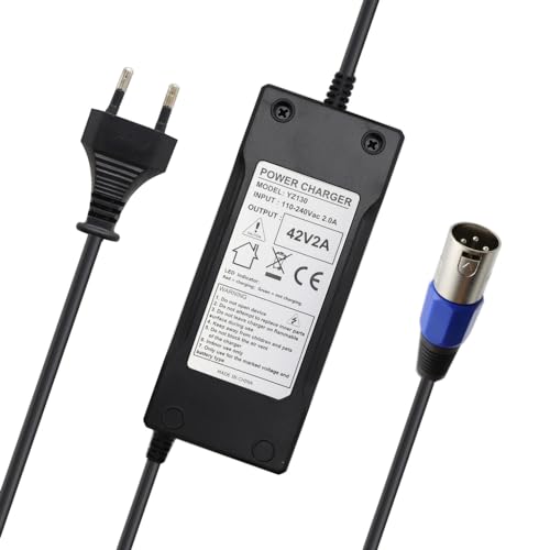Abakoo Netzteil Ladegerät Ladekabel 42V 2A für 36V Elektro Fahrrad Roller ersetzt HP1202L3 3pin XLR von Abakoo