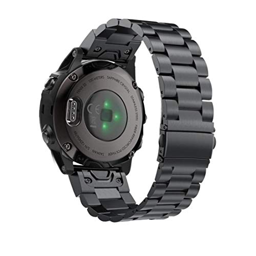 Abanen Edelstahl-Uhrenarmbänder für Fenix 5S / Fenix 6S / Fenix 7S / Descent MK2S, 20 mm, schnell anzubringendes Metall, verstellbares Ersatzarmband für Garmin Fenix 5S Plus, Fenix 6S Pro (schwarz) von Abanen