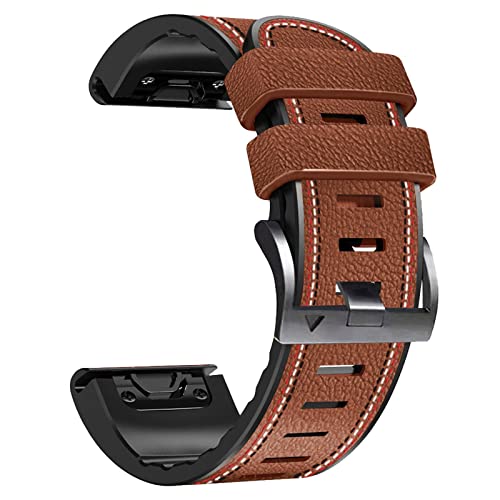 Abanen Quick Fit Uhrenarmbänder für Garmin Feinx 8/epix Pro/Tactix 8 (51 mm), Faserleder mit Silikonfutternähten, weiches, schweißfestes Armband für Enduro, Tactix Delta, Fenix 7X/6X/5X, Braun von Abanen