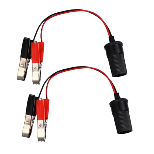 Abaodam 2 Stück Autobatterie-verlängerungskabel Zigarettenanzünderschalter Klemmadapter Krokodilklemme Autostecker Adapter Autoadapter An Die Steckdose Kabelklemmen Für Motorräder Metall von Abaodam