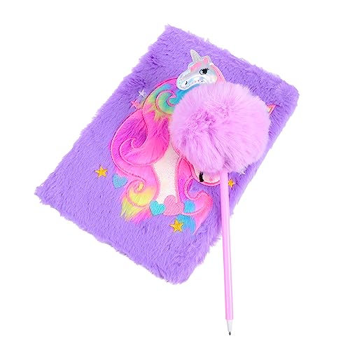 Abaodam 2 Stück Plüsch-notizbuch Schreibwaren Einhorn Tagebuch Plüsch-notizblock Plüsch-tagebuch Für Mädchen Plüschiges Rosa Tagebuch Plüsch Sammelalbum Notizblock Violett von Abaodam