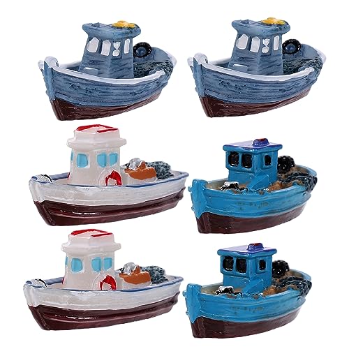 Abaodam 6St puppenhaus fischerboot Zubehör für Aquarien Ornament Miniatur-Strandaccessoires Ozean-DIY-Miniaturen Modellflugzeug Dekorationen Auto Model kleines Fischerboot Schmuckstücke von Abaodam