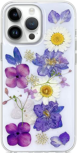 Abbery Handyhülle Kompatibel mit iPhone 13 Pro Hülle Blumen Durchsichtig Dünne Transparente Weich Silikon Echte Getrocknete Blumen Glitzer Handarbeit Frauen Mädchen Stoßfeste Schutzhülle (Weiß lila) Abbery Handyhülle Kompatibel mit iPhone 13 Pro Hülle Blumen Durchsichtig Dünne Transparente Weich Silikon Echte Getrocknete Blumen Glitzer Handarbeit Frauen Mädchen Stoßfeste Schutzhülle (Weiß lila) von Abbery