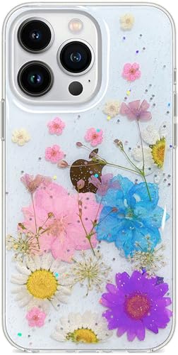 Abbery Handyhülle Kompatibel mit iPhone 13 Pro Hülle Blumen Durchsichtig Dünne Transparente Weich Silikon Echte Getrocknete Blumen Glitzer Handarbeit Frauen Mädchen Stoßfeste Schutzhülle (Blaues Pink) Abbery Handyhülle Kompatibel mit iPhone 13 Pro Hülle Blumen Durchsichtig Dünne Transparente Weich Silikon Echte Getrocknete Blumen Glitzer Handarbeit Frauen Mädchen Stoßfeste Schutzhülle (Blaues Pink) von Abbery
