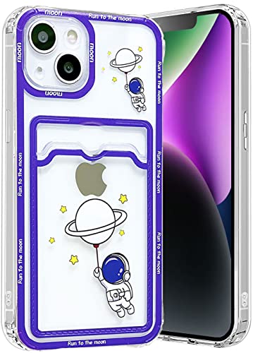 Abbery Handyhülle Kompatibel mit iPhone 13 hülle mit Kartenfach Astronaut Durchsichtig mit Motiv Muster Anime Transparente Ultra Dünn Weiche Silikon TPU Stoßfeste Kratzfest Schutzhülle (Ballon) von Abbery