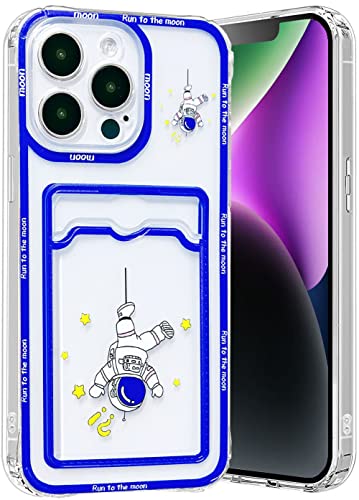 Abbery Handyhülle Kompatibel mit iPhone 14 Pro Max hülle mit Kartenfach Astronaut Durchsichtig Motiv Muster Anime Transparente Ultra Dünn Weiche Silikon TPU Stoßfeste Kratzfest Schutzhülle (Umkehren) von Abbery