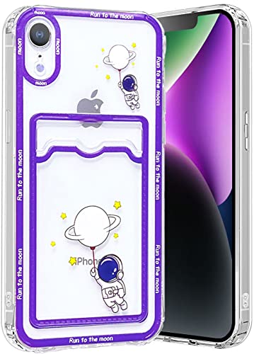 Abbery Handyhülle Kompatibel mit iPhone XR hülle mit Kartenfach Astronaut Durchsichtig mit Motiv Muster Anime Transparente Ultra Dünn Weiche Silikon TPU Stoßfeste Kratzfest Schutzhülle (Ballon) von Abbery