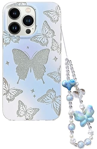 Abbery Kette Handyhülle für iPhone 13 Pro Hülle Durchsichtig Glitzer Schmetterling mit Band Süßes Chain Motiv Dünn Muster Design Frauen Mädchen Transparente Harte Stoßfest Schutzhülle Abbery Kette Handyhülle für iPhone 13 Pro Hülle Durchsichtig Glitzer Schmetterling mit Band Süßes Chain Motiv Dünn Muster Design Frauen Mädchen Transparente Harte Stoßfest Schutzhülle von Abbery