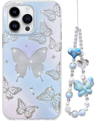 Abbery Kette Handyhülle für iPhone 15 Pro Max Hülle Durchsichtig Glitzer Schmetterling mit Band Süßes Chain Motiv Dünn Muster Design Frauen Mädchen Transparente Harte Stoßfest Schutzhülle Abbery Kette Handyhülle für iPhone 15 Pro Max Hülle Durchsichtig Glitzer Schmetterling mit Band Süßes Chain Motiv Dünn Muster Design Frauen Mädchen Transparente Harte Stoßfest Schutzhülle von Abbery
