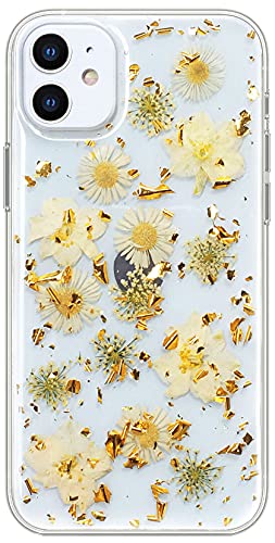 Abbery Klar Handyhülle für iPhone 11 Hülle Blumen, Dünne Transparente Durchsichtig Weich TPU Echte Getrocknete Blume Mit Motiv Flower Handarbeit Frauen Mädchen Stoßfeste Schutzhülle (Goldene Blumen) Abbery Klar Handyhülle für iPhone 11 Hülle Blumen, Dünne Transparente Durchsichtig Weich TPU Echte Getrocknete Blume Mit Motiv Flower Handarbeit Frauen Mädchen Stoßfeste Schutzhülle (Goldene Blumen) von Abbery