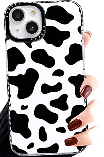 Abbery für iPhone 15 Hülle Kuh Muster Kuhflecken Durchsichtig Druck Weiche klare Transparent mit Design Silikon HandyHülle Stoßfest Gummi Süß Schutzhülle Frauen Mädchen (für iPhone 15) von Abbery