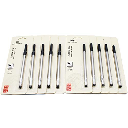 Abcsea 10 Stück Jinhao Stifte füller 0,5 mm Stiftfüller, Stifte nachfüllen，gemischt Stiftmine，tintenroller mine schwarz von Abcsea