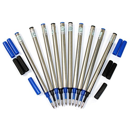 Abcsea 10PCS Baoer Kugelschreiberminen Mit Deckel, Rollerball Minen, 5 Stück Schwarze Tinte, 5 Stück Blaue Tinte, Mittlerer Punkt (schwarz & Blau) von Abcsea