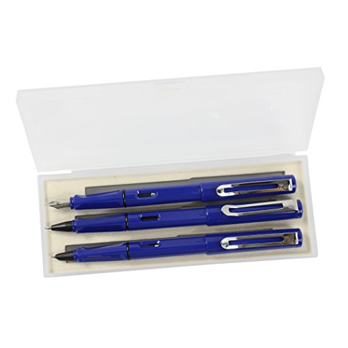 Abcsea 3PCS Kunststoff-stifte, 1 Stück Füllfederhalter, 1 Stück Feine Feder Füllfederhalter Und 1 Stück Rollerball Mit Stift-box - Dunkelblau von Abcsea