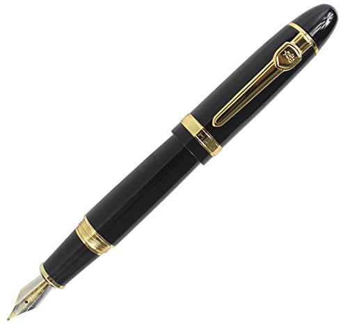 Abcsea Expert Deluxe Fountain Pen with Pen Pouch, Big Barrel - Black with Golden Trim by Abcsea von Abcsea
