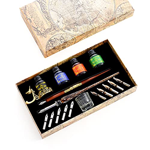 Abcsea Kaligraphiestifte Set, Glas Dip Pen Set, Kalligraphie Dip Pen, Glasstifte-Set, 2 Stück Rote Stifte mit 4 Flaschen Tinte von Abcsea