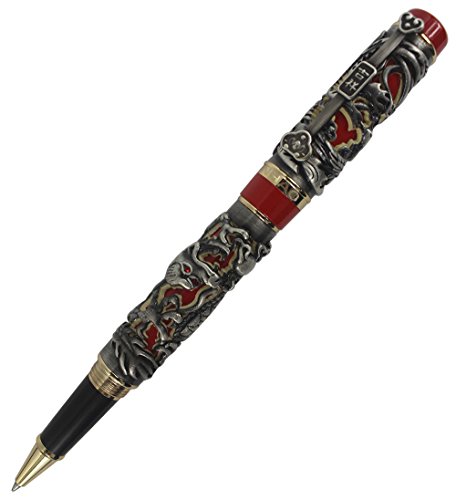 Abcsea Sammler Luxus Geschnitzten Drachen Und Phoenix Rollerball - Antikes Silber & Rot von Abcsea