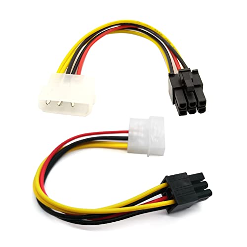 Abcsweet 2PCS 4-Pin Auf 6-Pin Adapterkabel Molex LP4 4Pins PCI Für Express PCI E Auf 6Pins PCIE Grafikkarte Stromkonverter 4 Pin Molex Auf 6 Pin Pci Express Adapterkabel Pcie von Abcsweet