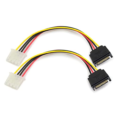 Abcsweet 4 Pin IDE Molex Buchse Auf 15 Pin Stecker HDD Power Adapter Kabel Für DIY Molex Netzteil HDD Datenübertragung Externe Festplatte Kabel Adapter Sata Power Zum Motherboard von Abcsweet