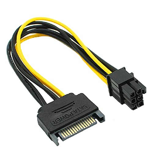 Abcsweet Upgrade Neues 8-Zoll 15-Pin Auf 6-Pin PCI Für Express Card Stromkabel Schwarz + Gelb 1 Stück 0 65 Fuß 15-Pin Kabel von Abcsweet