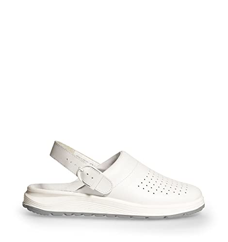 ABEBA 87020 - Unisex Schuhe - ACTIVE Clog SRC - Perforiertes Design - EU 43 - Weiß - Futtermaterial: Stoff - Mit Schnallenverschluss ABEBA 87020 - Unisex Schuhe - ACTIVE Clog SRC - Perforiertes Design - EU 43 - Weiß - Futtermaterial: Stoff - Mit Schnallenverschluss von Abeba
