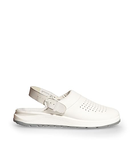 ABEBA 877020 - Unisex Schuhe - ACTIVE Clog SRC - Perforiertes Design - EU 38 - Weiß - Futtermaterial: Stoff - Mit Schnallenverschluss ABEBA 877020 - Unisex Schuhe - ACTIVE Clog SRC - Perforiertes Design - EU 38 - Weiß - Futtermaterial: Stoff - Mit Schnallenverschluss von Abeba