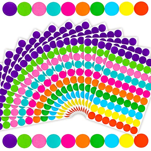 1400 Stück Klebepunkte Bunt, 19mm Aufkleber Punkte Bunte, Punkte Aufkleber Farbcodierung Etiketten für Büro, Familie, Schule (10 Farben) von Abeillo