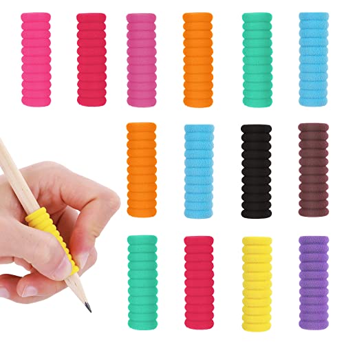 50 Stück Schaumstoff Bleistiftgriffe Bleistift Grips Handschrift Stiftgriffe Silikon Stift Griffe Handschreibgriff Ergonomische Schreibhilfe für Kinder Studenten Erwachsene (mehrfarbig) von Abeillo