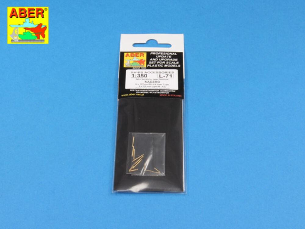 Set of barrels for Japan Destroyer: KAGERO 6 x 127mm/50 3rd Year Type. 8 x 25 mm type 96 A/A Set of barrels for Japan Destroyer: KAGERO 6 x 127mm/50 3rd Year Type. 8 x 25 mm type 96 A/A von Aber