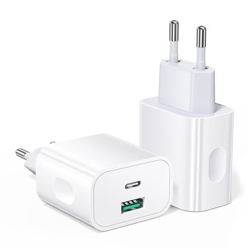 2 Stück 20W USB C Ladegerät, Schnellladegerät PD3.0 + QC 3.0, Netzteil USB C Kompatibel mit iPhone 16/15/14/13/12/11 Pro,Galaxy S24 S23 S22 Ultra/S21/S20 von Abetcabe