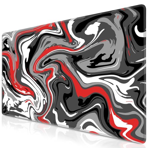 Abetcabe Gaming Mauspad XL, Mousepad 800 x 300mm, Fluid Art Mauspad groß Vernähte Kanten WassXerdicht Anti-Rutsch für PC, Laptop Verbessert Präzision und Geschwindigkei von Abetcabe