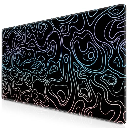 Abetcabe Gaming Mauspad XXL, Mousepad 900 x 400mm, Topographisch Mauspad groß Vernähte Kanten WassXerdicht Anti-Rutsch für PC, Laptop Verbessert Präzision und Geschwindigkei von Abetcabe