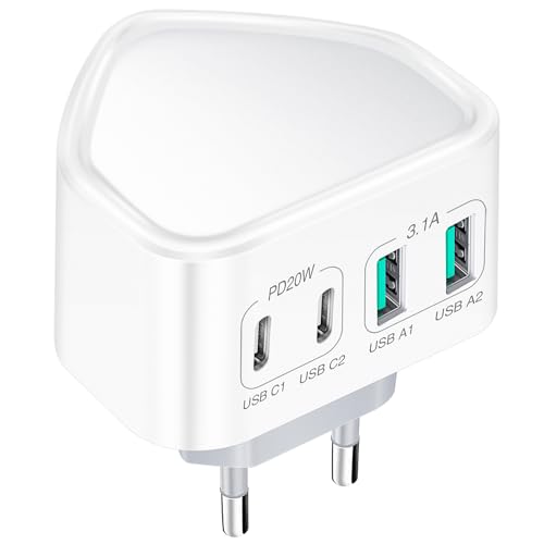 USB C Ladegerät, 40W 4-Port USB Netzteil Stecker, Schnellladegerät PD 3.0, ladegerät mehrfach Compatible Avec iPhone 12 13 14 15 16 Pro Max XR, Samsung S23,S22,Note 10, LG von Abetcabe