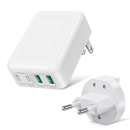 USB C Ladegerät, Insgesamt 40W Flache USB Mehrfach Schnellladegerät, 4-Port Multi USB Netzteil, Kompatibel mit iPhone 12/13/14/15 Pro Max, Samsung Galaxy S23/S22/Note 10, Reiseladegerät mit EU, US von Abetcabe