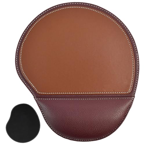 Abibiocy Ledermauspad, glattes Maus-Pad mit Handgelenksruhe ＆ Nicht-Rutsch-Basis, ideal für Zuhause, Büro, Reiseleder von Abibiocy