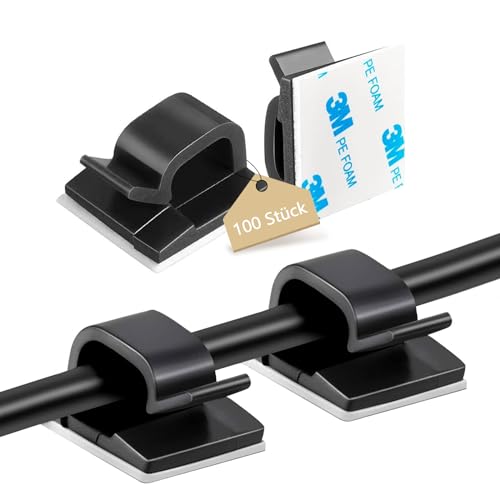 Abnii 100 Stück Kabelhalter, Outdoor Indoor Kabelclips Selbstklebend für Kabelmanagement, Kabelführung Organizer Kabelklemmen Haken Draht Halter für Kabelbefestigung Lichterkette, Groß 3M Schwarz Abnii 100 Stück Kabelhalter, Outdoor Indoor Kabelclips Selbstklebend für Kabelmanagement, Kabelführung Organizer Kabelklemmen Haken Draht Halter für Kabelbefestigung Lichterkette, Groß 3M Schwarz von Abnii
