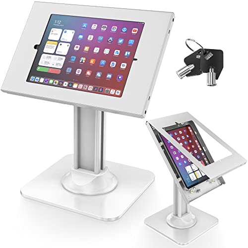 AboveTEK Diebstahlsicheres iPad Ständer POS iPad-Sicherheitsständer & abschließbarer Tablet Ständer Schwere Basis, 360° Drehung, 75° Neigungswinkel - für iPad/iPad Air/iPad Pro(Weiß) von AboveTEK