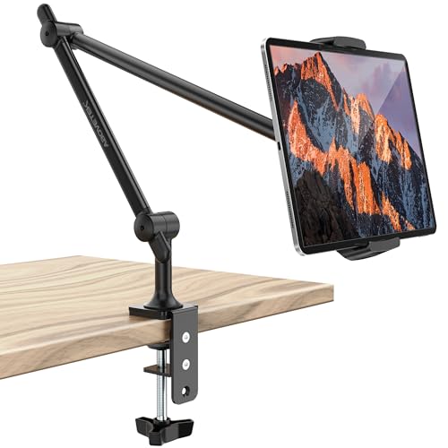 AboveTEK Hochwertige Tablet-Halterung, Verstellbare Tablet Ständer Arm mit 360°-Drehung für Schreibtisch und Bett, Handy-Ständer kompatibel mit 4,5-13,5 Zoll iPad Pro Air Mini Galaxy Tab - Schwarz von AboveTEK
