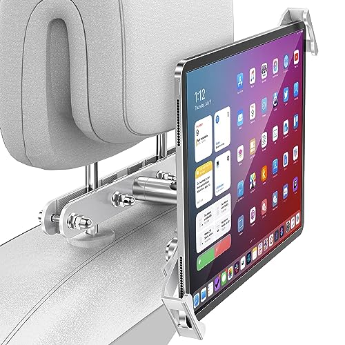 AboveTEK Tablet-Halterung für Auto-Kopfstütze - Diebstahlsicheres System, 360° Drehung, Kompatibel mit 4-11" Tablets, Perfekt für Reisen und Geschäfte, Langlebig,Silber von AboveTEK