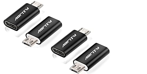 Abrity Adapter USB C auf Micro USB [4 Stück], Micro USB auf USB C, USB C auf Micro USB, Type C auf Micro USB Adapter, Micro USB Verlängerung, Micro USB Buchse, Micro USB Connector, Micro USB USBC von Abrity