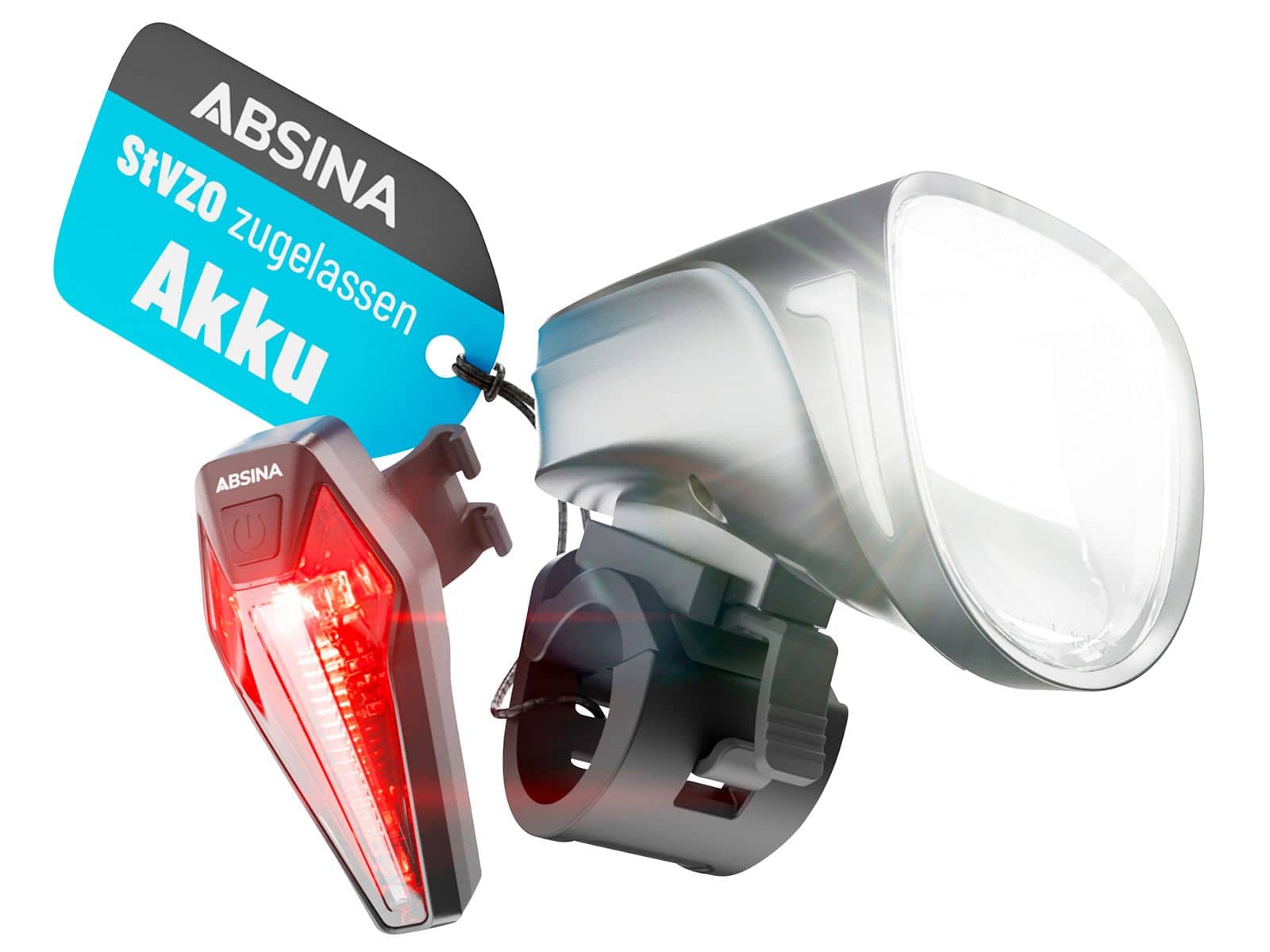 ABSINA Fahrrad-Beleuchtungsset Comfort Plus, wiederaufladbar von Absina
