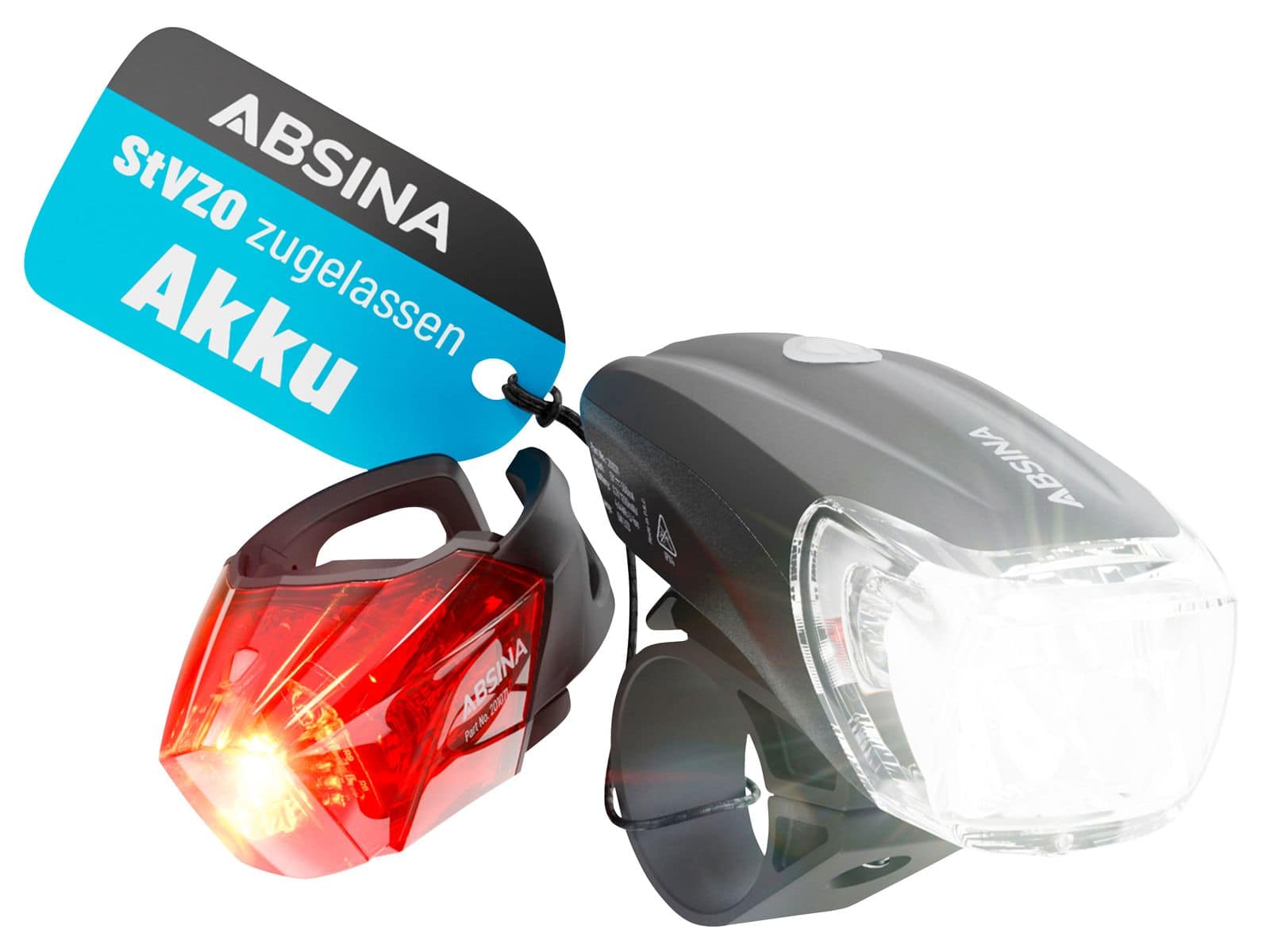ABSINA Fahrrad-Beleuchtungsset Sport, wiederaufladbar von Absina