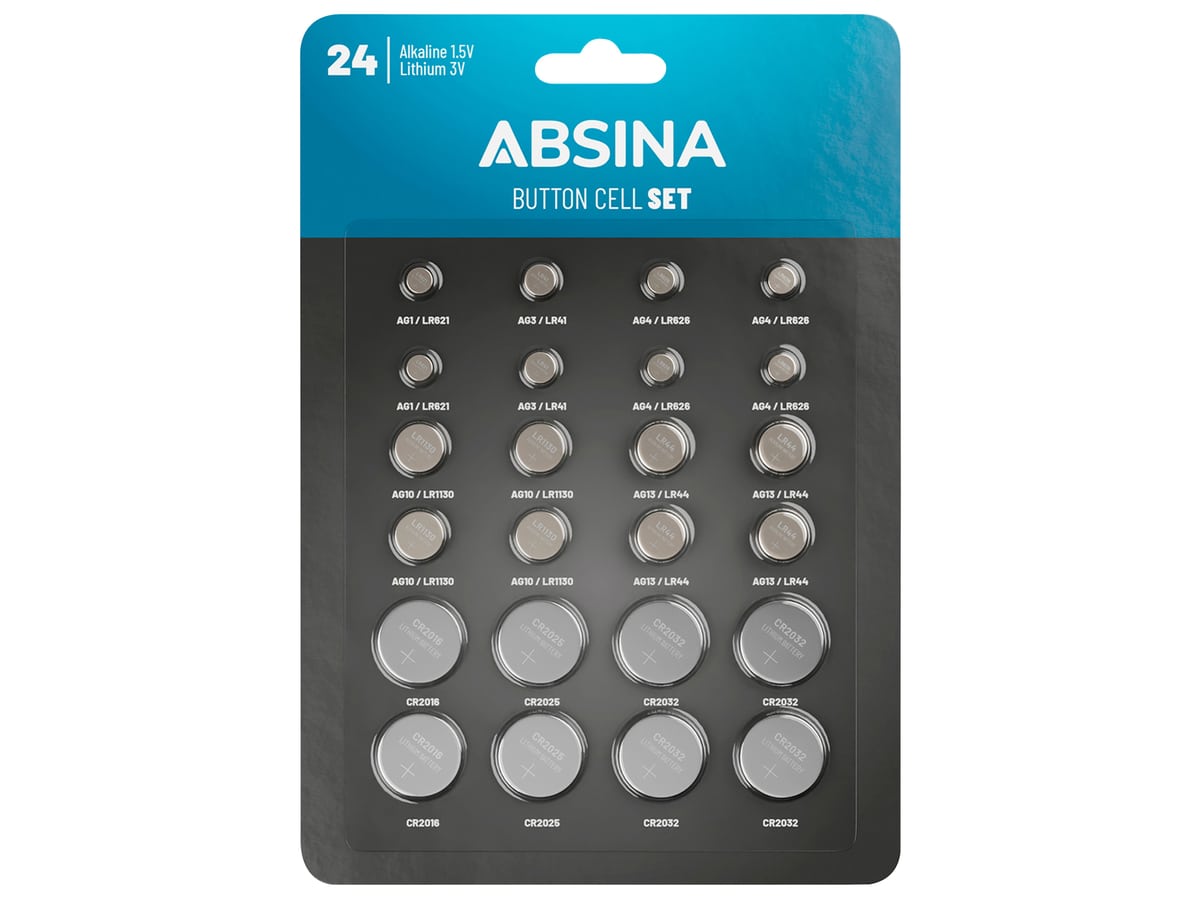 ABSINA Knopfzellen-Set, 24-teilig von Absina