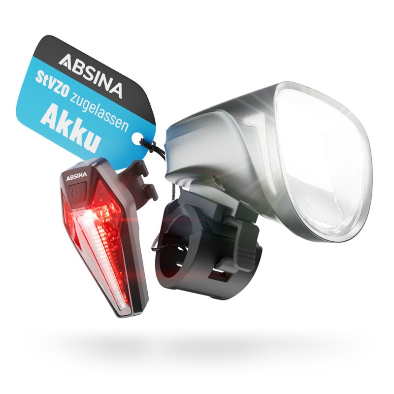 Absina Fahrradlicht Comfort Plus Set Li-lon Akku 3,7V 1300mAh von Absina