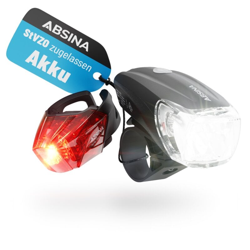 Absina Fahrradlicht Sport Set Li-lon Akku 3,7V 1300mAh von Absina