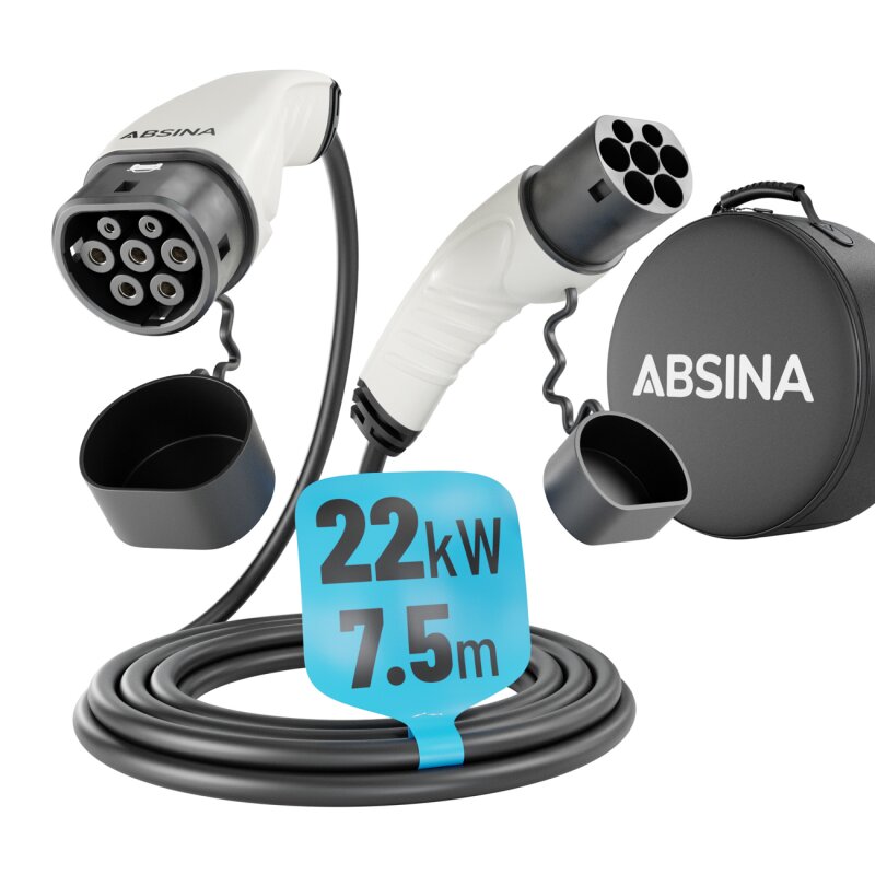 Absina Ladekabel-Elektroautos-22kW Typ 2 auf Typ 2, 7.5m von Absina