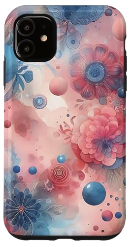 Abstrakte Kunst in Rosa und Blau Hülle für iPhone 11 von Abstract Art Aesthetic Style Gifts